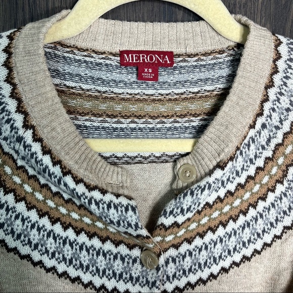 '🌼3/$30🌼Merona Fair Isle Button Down Lightweight Cardigan Size XS - Picture 5 of 13